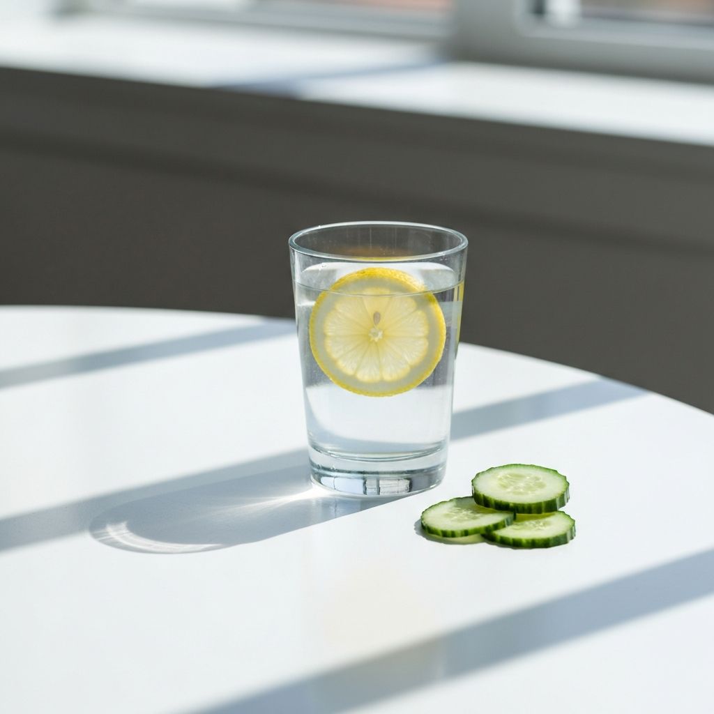 Fresh water with lemon in clear glass
